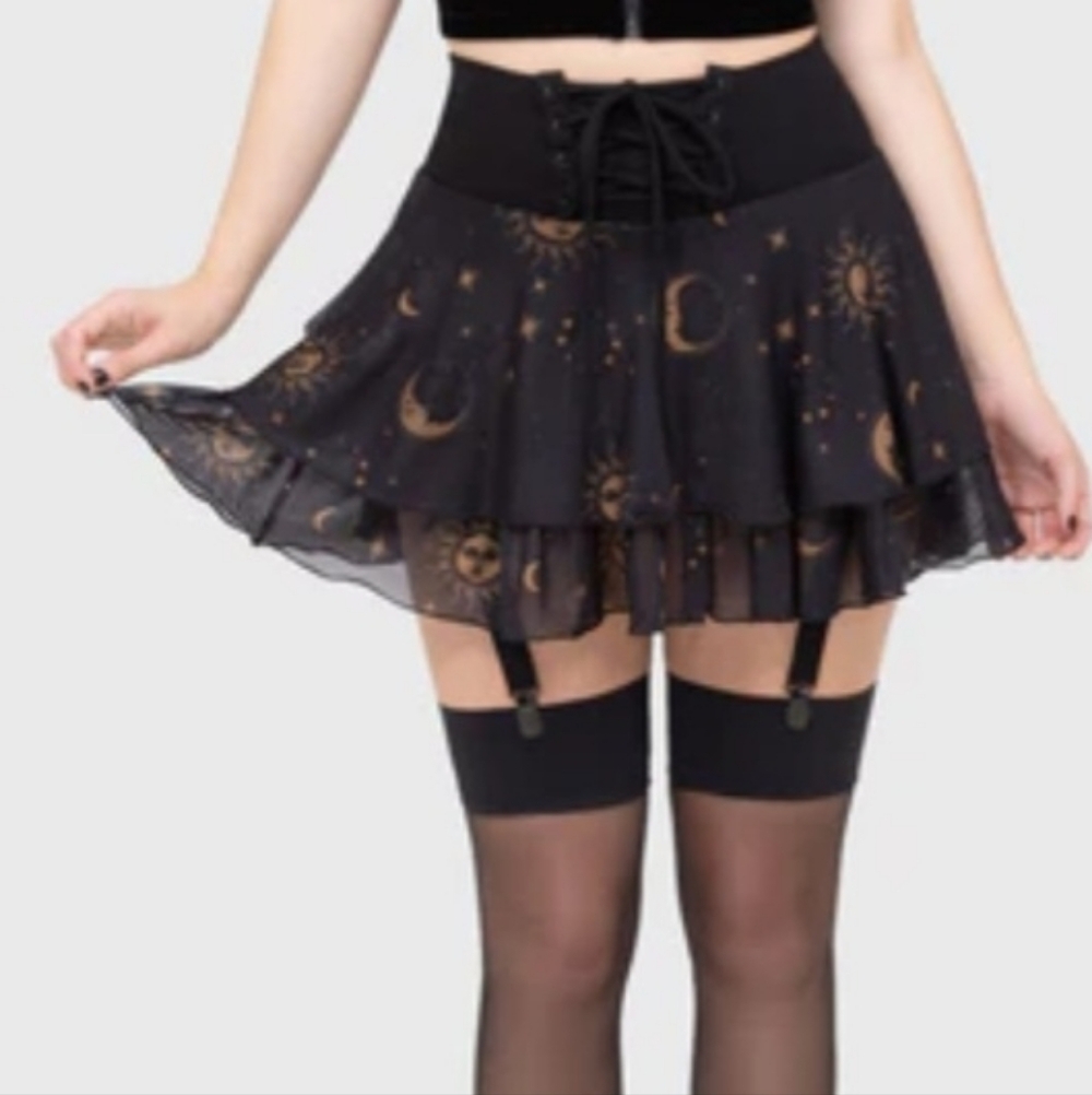Killstar Celestial Yasumi Mesh Skirt With Garters.
